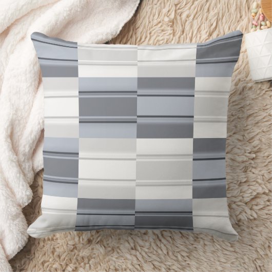 青い灰色の黒いパターンの正方形 クッション (ブランケット)