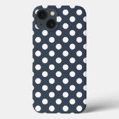 青い灰色のCase-Mate iPhone casの白い水玉模様 Case-Mate iPhoneケース (裏面)