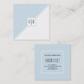 青い灰色、白い三角形とモノグラムモダン スクエア名刺 (正面/裏面)
