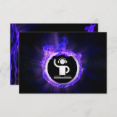 青い炎のDJアイコン レーザーライトパーティー 招待状 (正面/裏面)