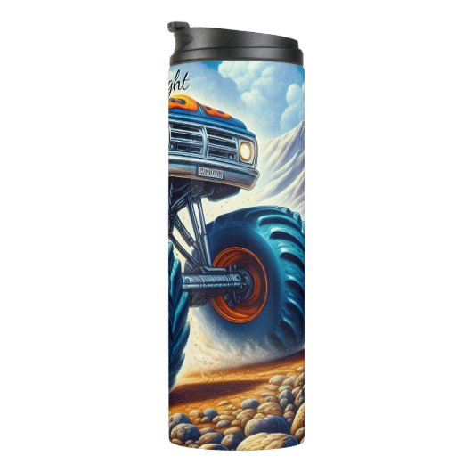 青い炎モンスタートラック砂漠 タンブラー (回転右)