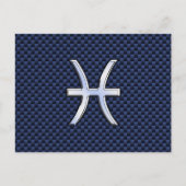 青い炭素繊維〔占星術の〕十二宮図上の魚座プリント ポストカード (正面)