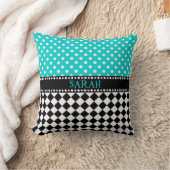 青い点のチェッカーボードの装飾用クッション クッション (ブランケット)