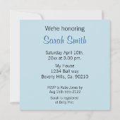 青い点の赤ちゃん動物が花を咲かせてシャワー 招待状 (裏面)