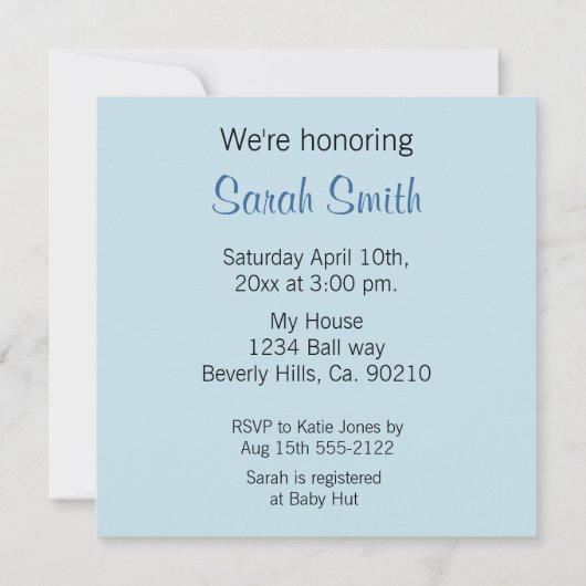 青い点の赤ちゃん動物が花を咲かせてシャワー 招待状 (裏面)