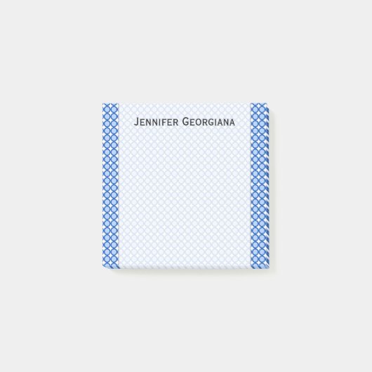 青い点/円パターン+名前をカスタムする注記 ポストイット (正面)