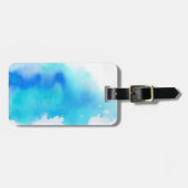 青い点、水彩画の抽象的な手塗り ラゲッジタグ (正面横)