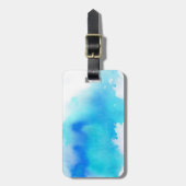 青い点、水彩画の抽象的な手塗り ラゲッジタグ (正面縦)