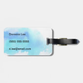 青い点、水彩画の抽象的な手塗り ラゲッジタグ (裏面横)