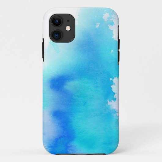 青い点、水彩画の抽象的な手塗り Case-Mate iPhoneケース (裏面)