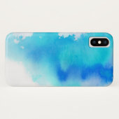 青い点、水彩画の抽象的な手塗り Case-Mate iPhoneケース (裏面(横))