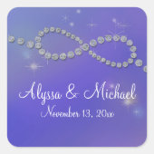 青い無限大のシンボルサイン無限の愛きらめき スクエアシール (正面)