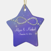 青い無限大のシンボルサイン無限の愛きらめき セラミックオーナメント (左)