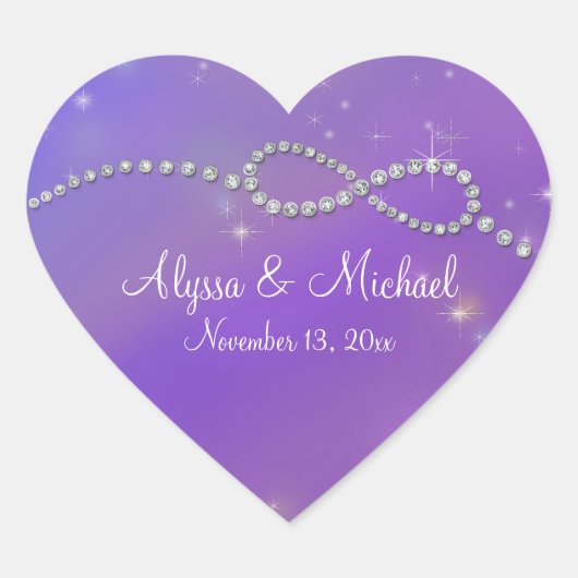 青い無限大のシンボルサイン無限の愛きらめき ハートシール (正面)