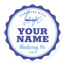 青い焼き菓子ラベル キッチンステッカー