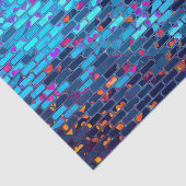 青い煉瓦およびハートのきらめくパターン 薄葉紙 (詳細)