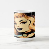 青い煙に囲まれた若い美しい魔女 コーヒーマグカップ (中央)