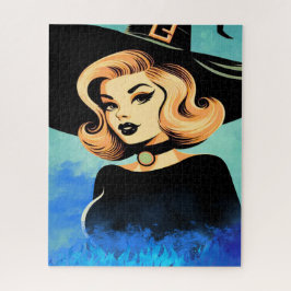 青い煙に囲まれた若い美しい魔女 ジグソーパズル