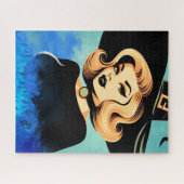 青い煙に囲まれた若い美しい魔女 ジグソーパズル (横)