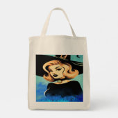 青い煙に囲まれた若い美しい魔女 トートバッグ (裏面)