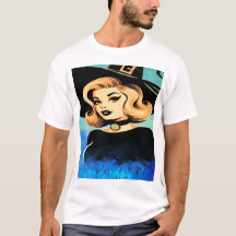 青い煙に囲まれた若い美しい魔女