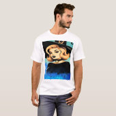 青い煙に囲まれた若い美しい魔女 Tシャツ (正面フル)