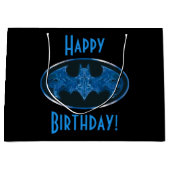 青い煙のバットシンボル ラージペーパーバッグ (正面)