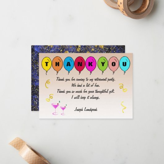 青い煙のパターンとバルーンの除感謝してい去 ノートカード (正面/裏面インサイチュ)