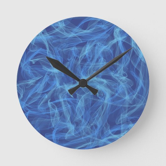 青い煙 ラウンド壁時計 (正面)