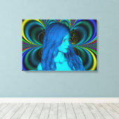 青い熟考 キャンバスプリント (インサイチュ (ウッドフロア))