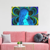 青い熟考 キャンバスプリント (インサイチュ (リビング))