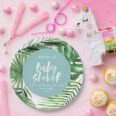 青い熱スタイリッシュ帯の葉の赤モダンちゃんシャワー ペーパープレート (パーティー)