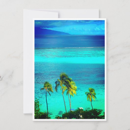 青い熱帯の海でのリゾートウェディング・エンゲージメント セーブザデート (正面)