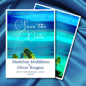 青い熱帯の海でのリゾートウェディング・エンゲージメント セーブザデート