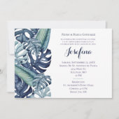 青い熱帯の葉の境界線 クインセアニエラ 招待状 (正面)