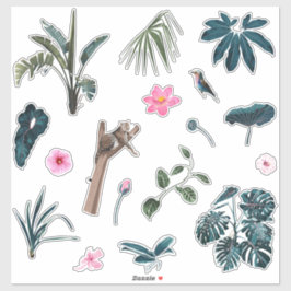 青い熱帯の離れパーム、動物や植物のイリュウ シール