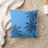 青い熱帯性ヤシの木 クッション (ブランケット)