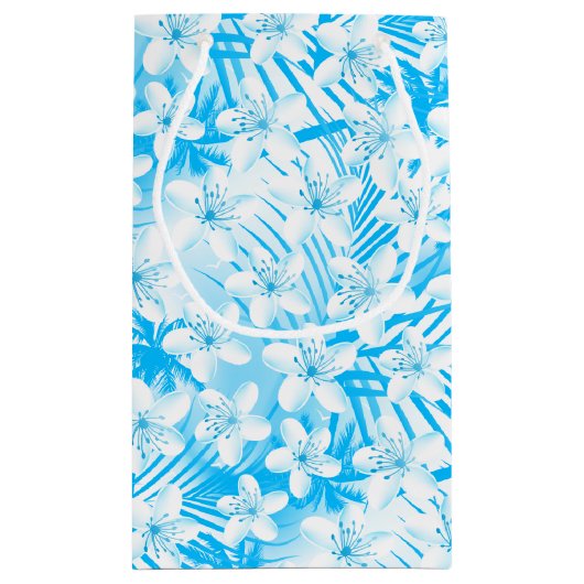 青い熱帯性ヤシの木 スモールペーパーバッグ (裏面)