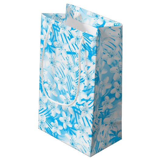 青い熱帯性ヤシの木 スモールペーパーバッグ (裏面アングル)