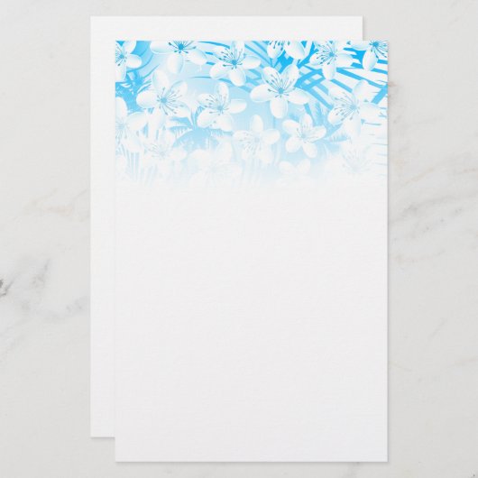 青い熱帯性ヤシの木 便箋 (正面/裏面)