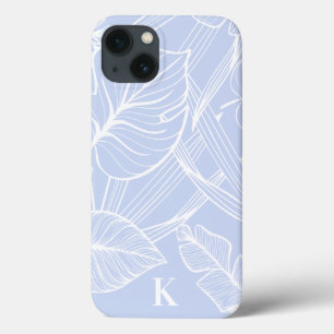 青い熱帯性ヤシの葉パターン iPhone 13ケース