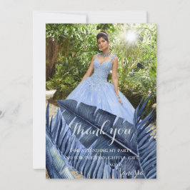 青い熱帯群葉の写真 サンキューカード