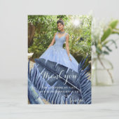 青い熱帯群葉の写真 サンキューカード (スタンド正面)