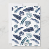 青い熱帯群葉の写真 サンキューカード (裏面)