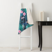 青い熱帯花のガーデンパターン シェルパブランケット (インサイチュ)