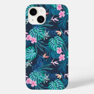 青い熱帯花のガーデンパターン Case-Mate iPhone 14ケース