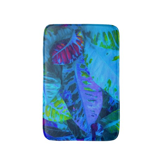 青い熱帯葉 バスマット (正面縦)