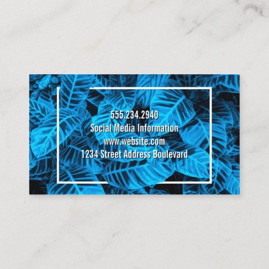 青い熱帯葉 名刺 (裏面)
