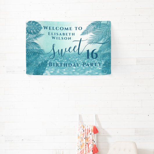 青い熱帯離れ国の輝くsweet sixteen 横断幕 (インサイチュ)