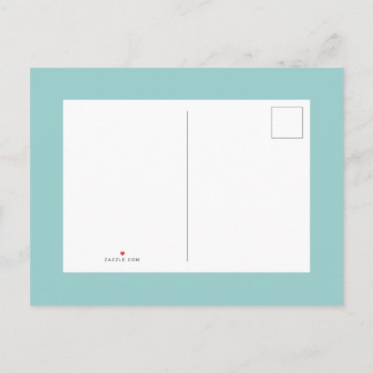 青い熱帯離れ | フラミンゴ誕生日パーティー インビテーションポストカード (裏面)